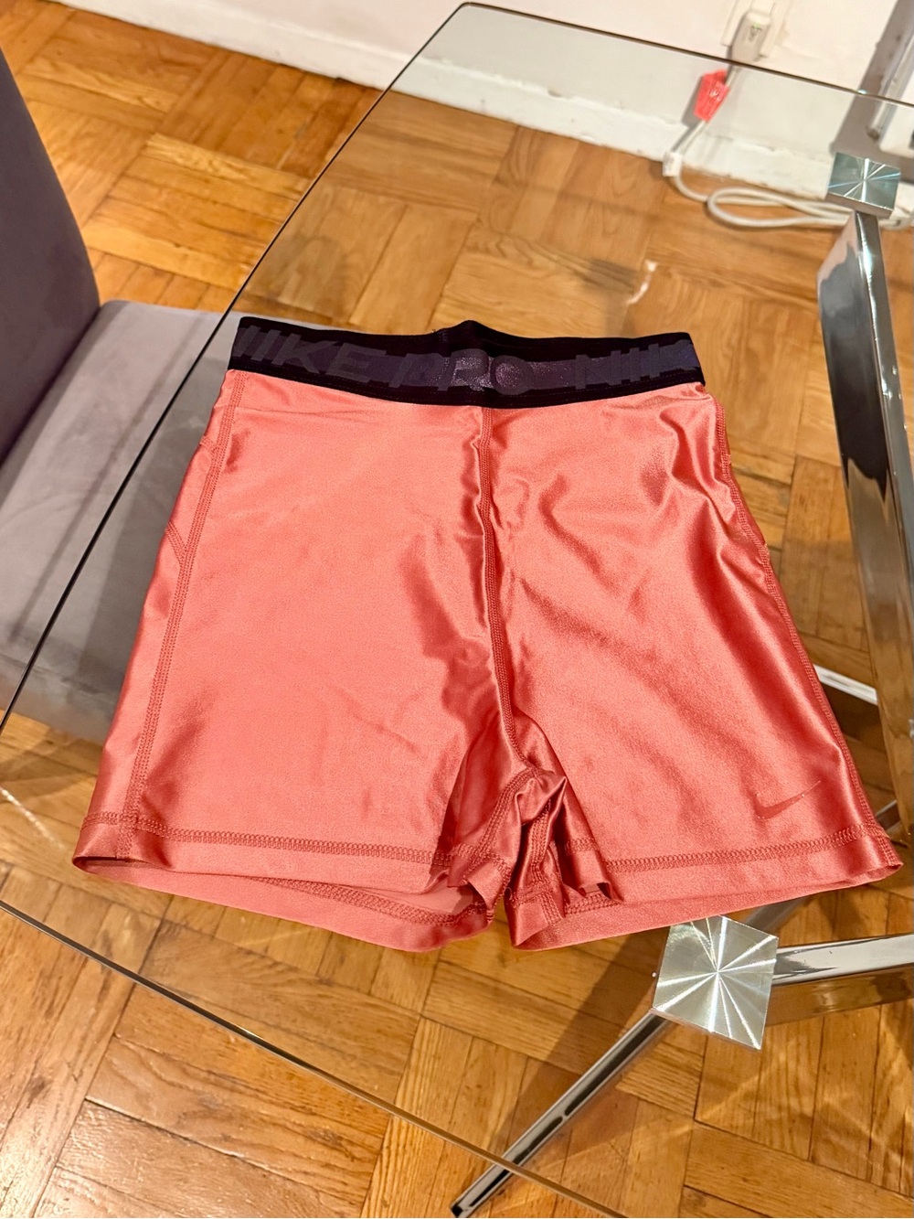 Nike Women's Coral Bike Shorts with Black Waistband